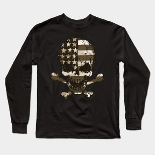 American Flag Skull Long Sleeve T-Shirt